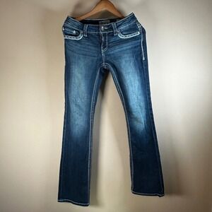 Daytrip Virgo Bootcut Jeans Womens Size 27L Dark Wash White Stitching‎